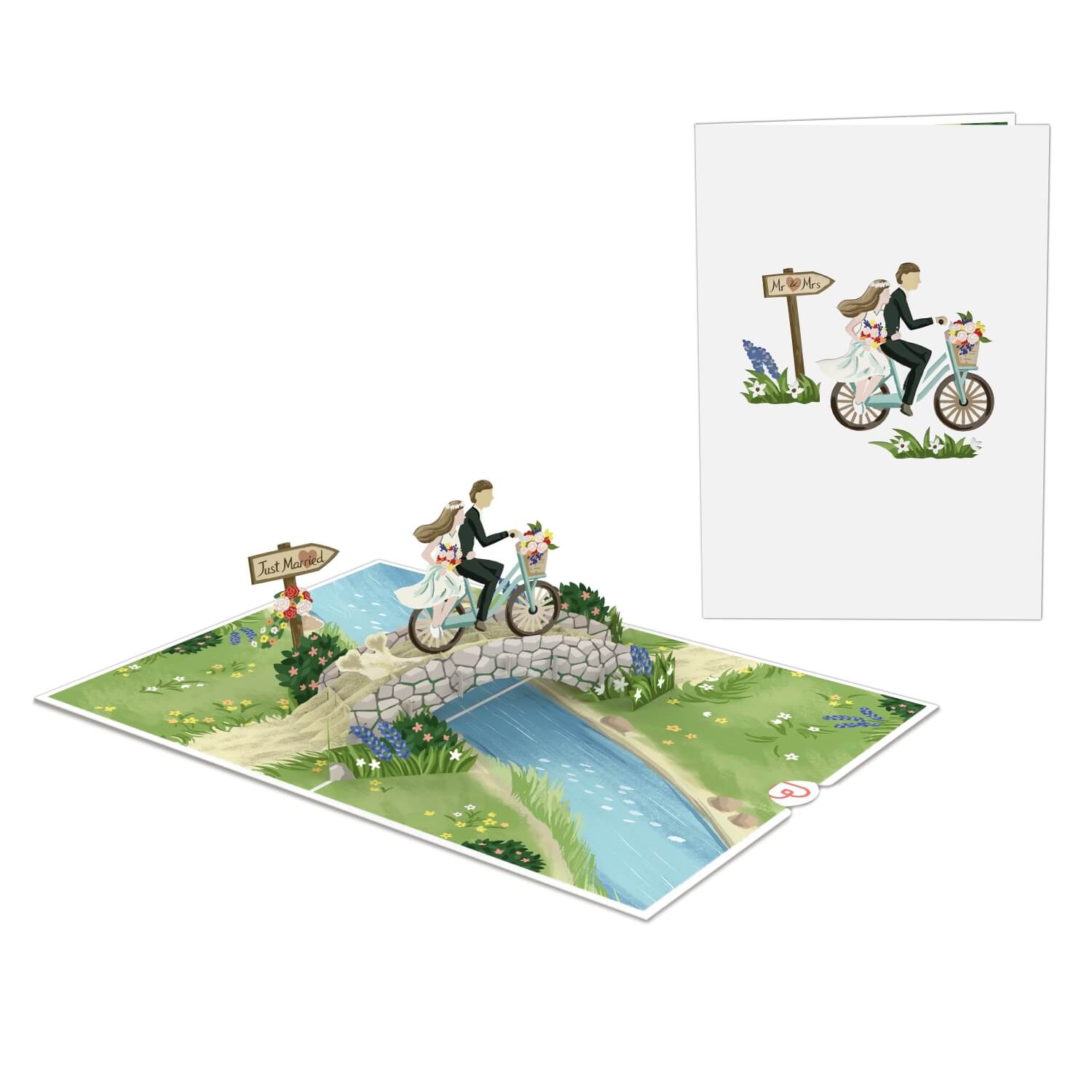 Sposi sulla Biglietto pop-up della bicicletta