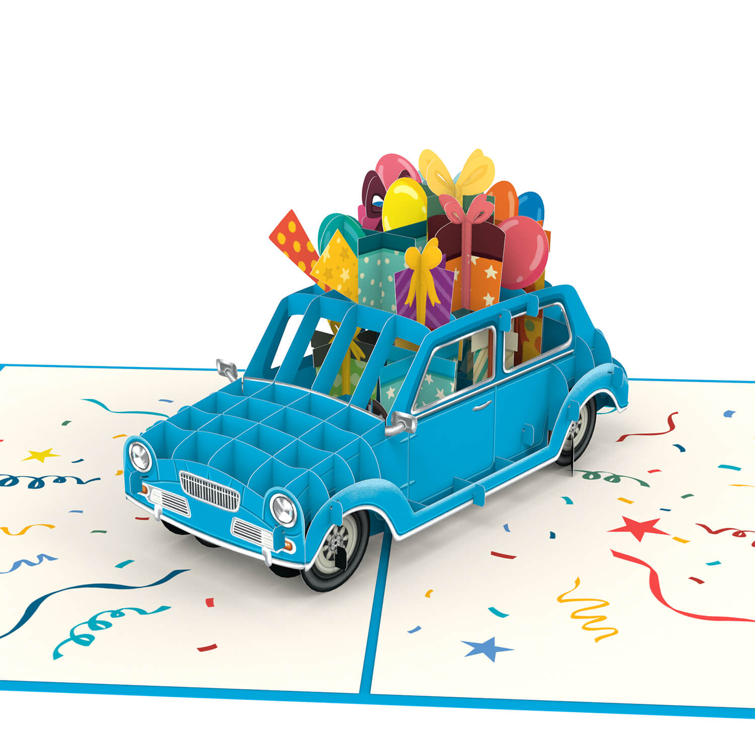 Biglietto pop-up per auto di compleanno