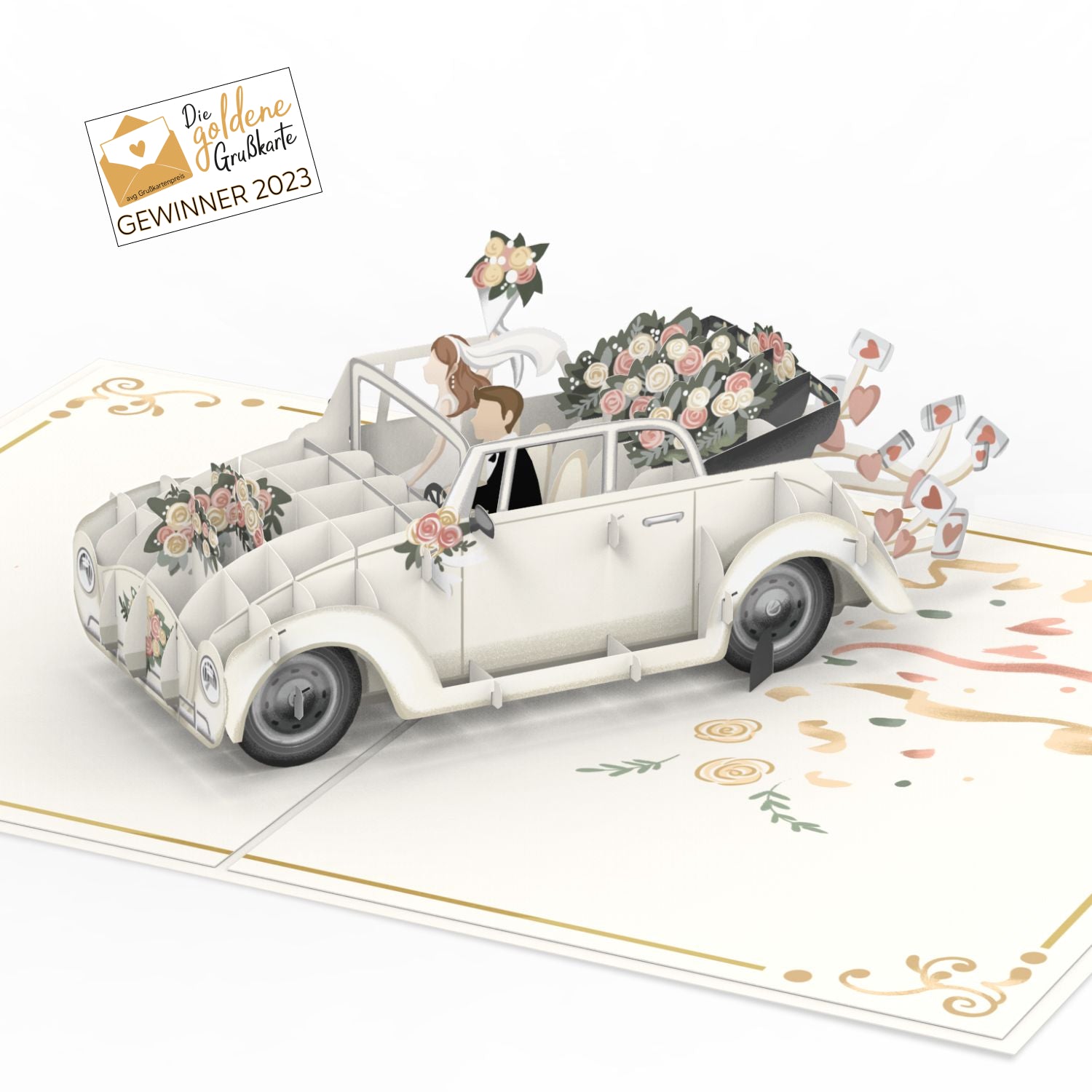 papercrush® Biglietto popup per torta nuziale – biglietto di nozze 3D con torta di Mr & Mrs e uccello, elegante biglietto di auguri per matrimonio e matrimonio, regalo in denaro per luna