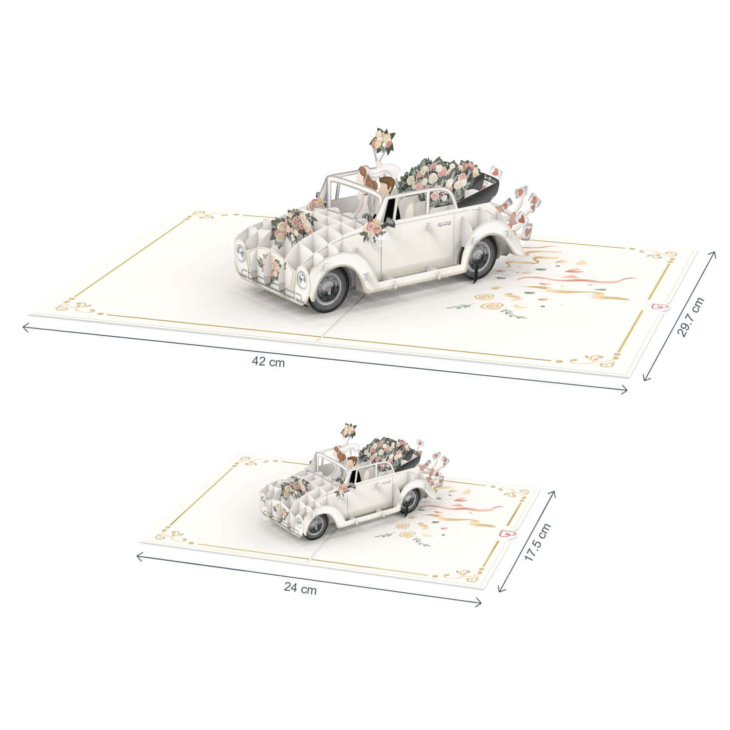 Biglietto pop-up per auto nuziale XXL