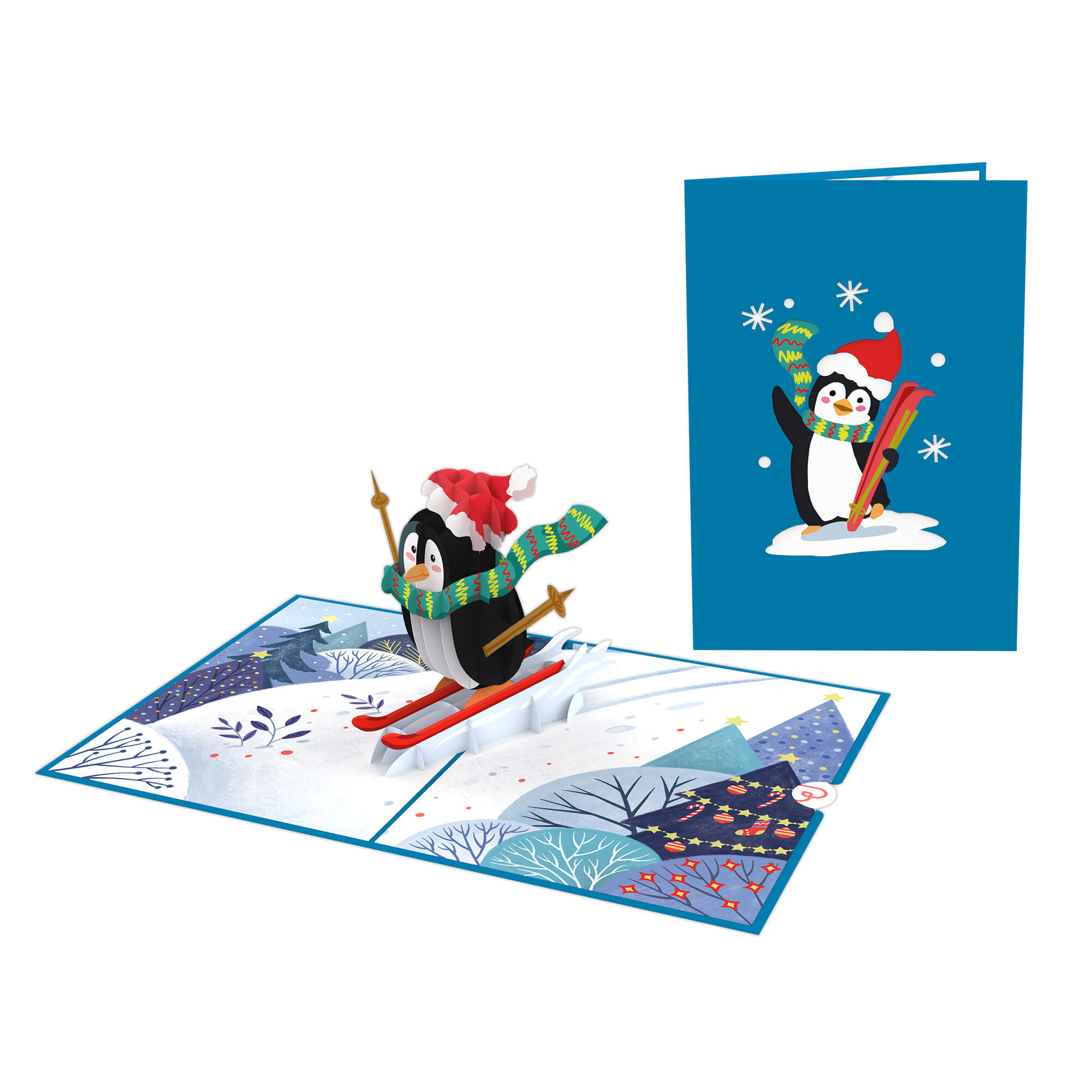 Biglietto pop-up Pinguino sugli sci