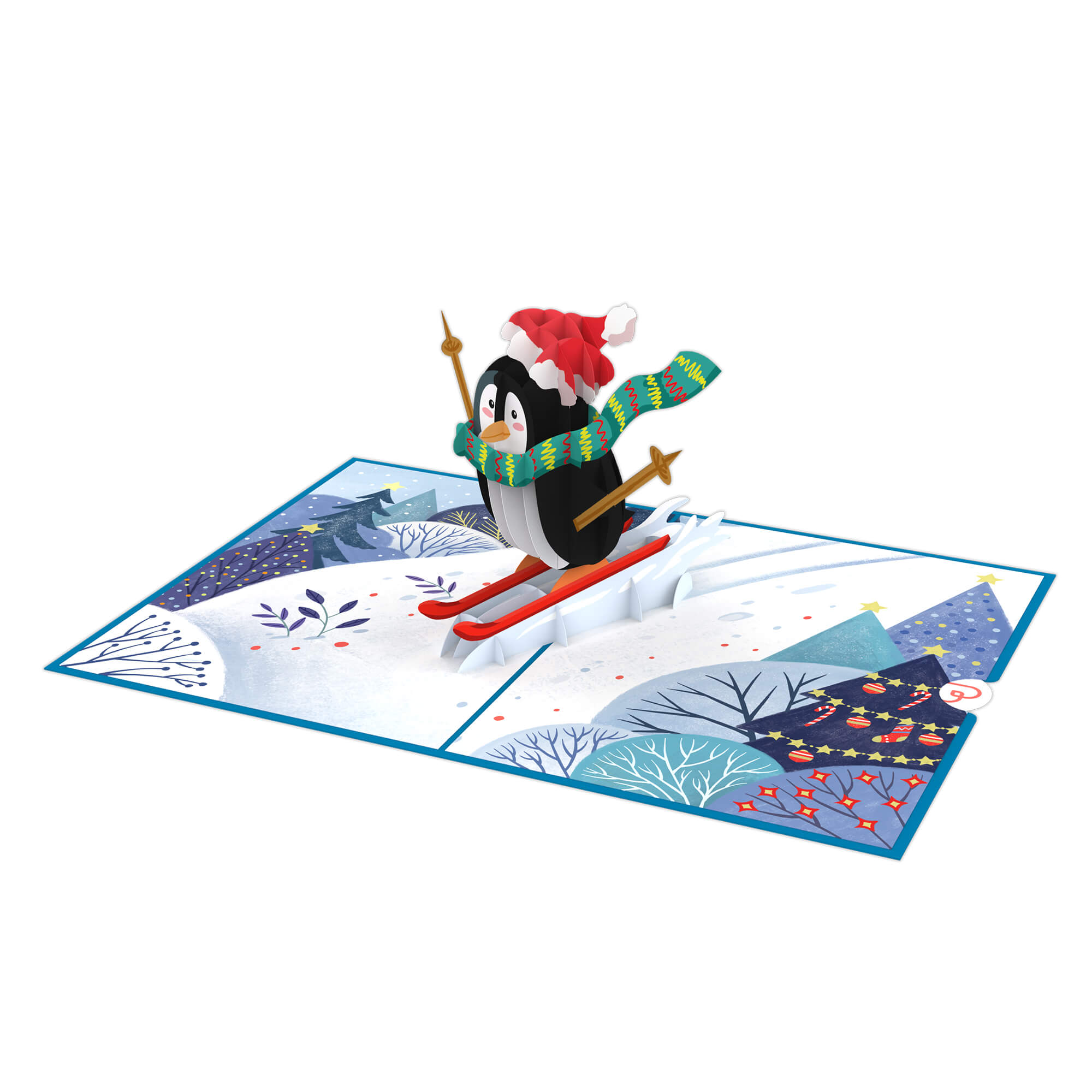 Biglietto pop-up Pinguino sugli sci