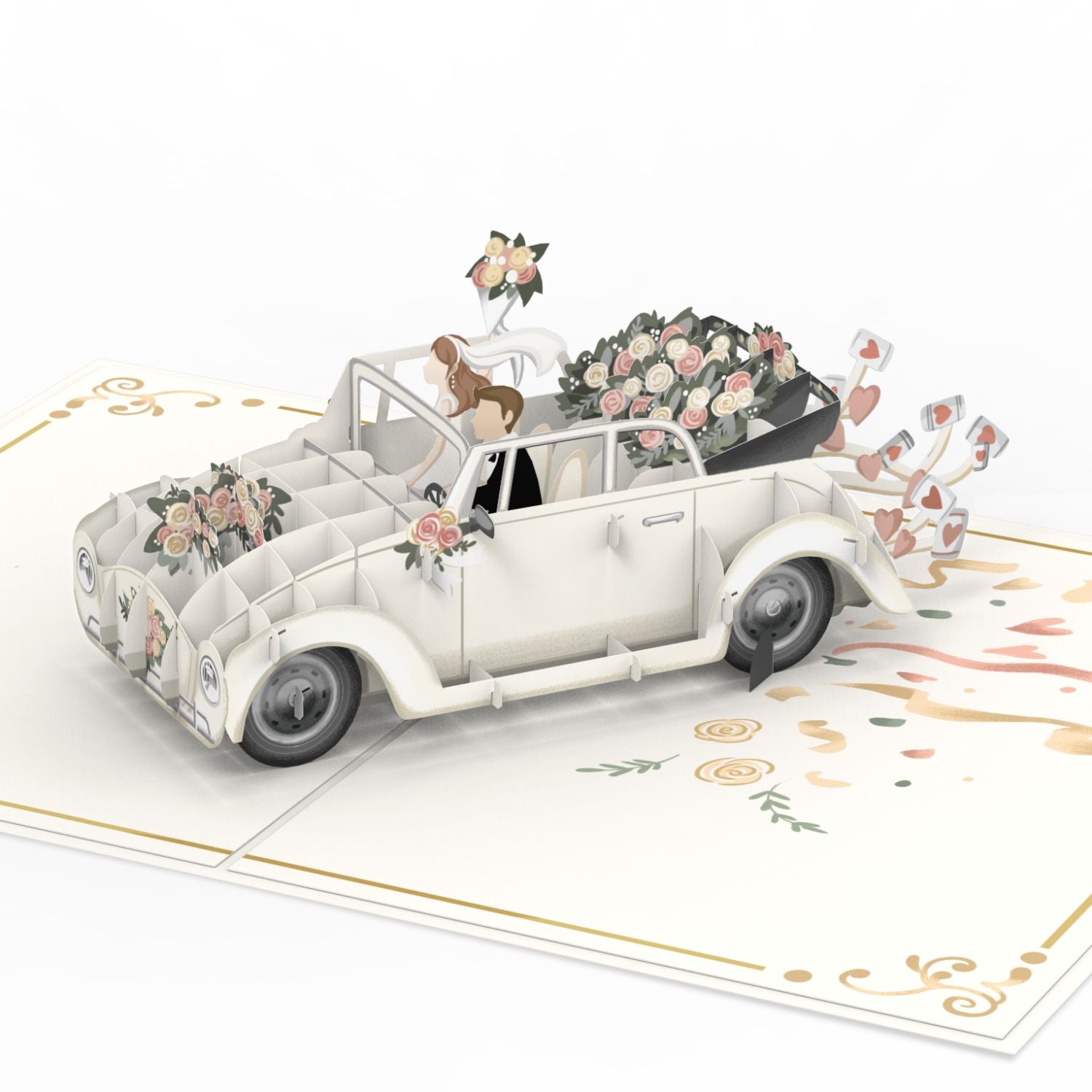 Biglietto pop-up l'auto del matrimonio