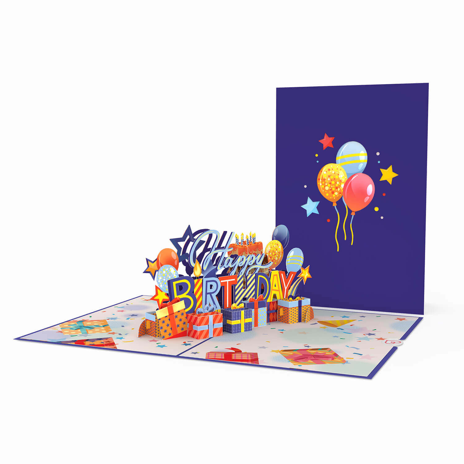 Biglietto pop-up Happy Birthday (Blau).