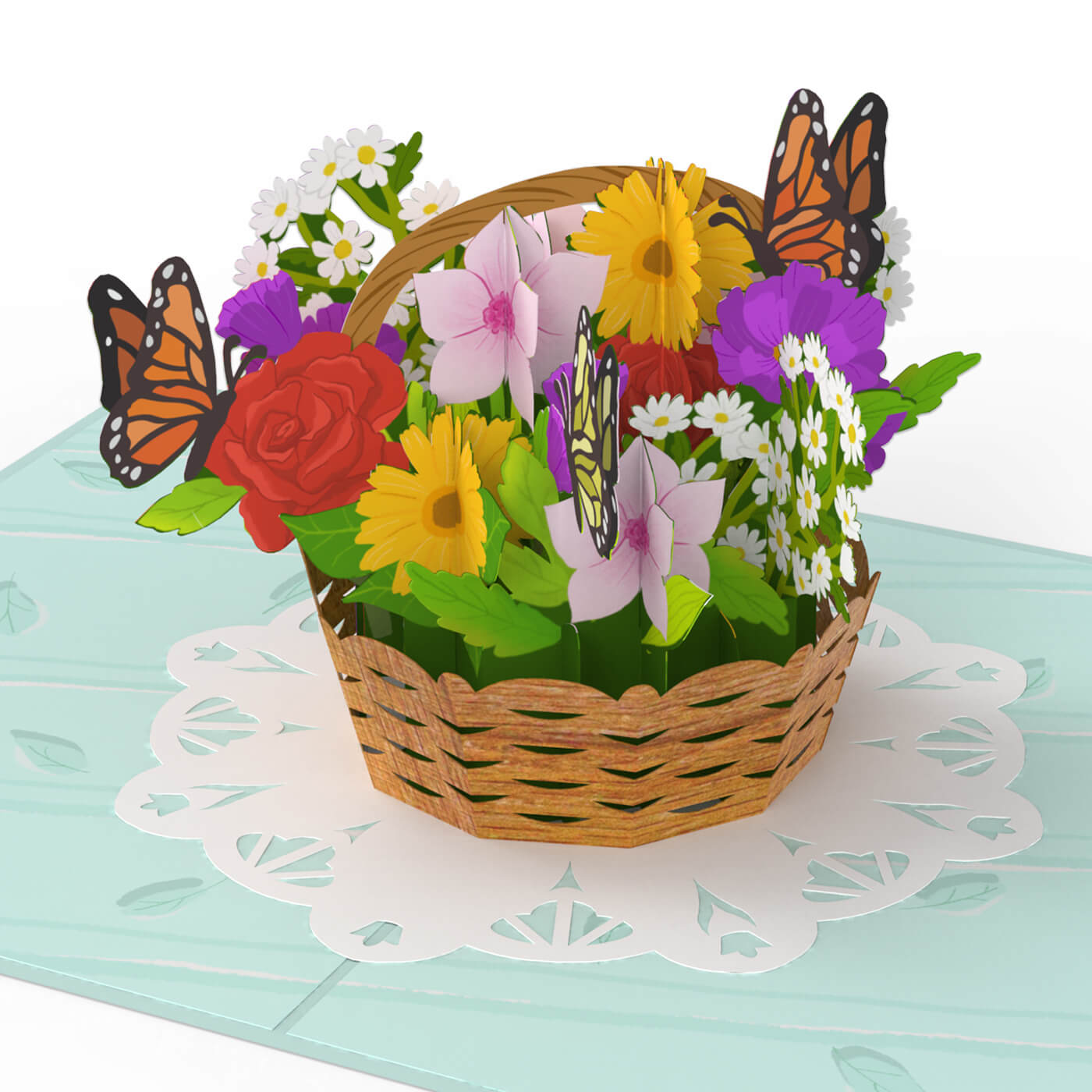 Biglietto Biglietto pop-up di fiori con farfalle