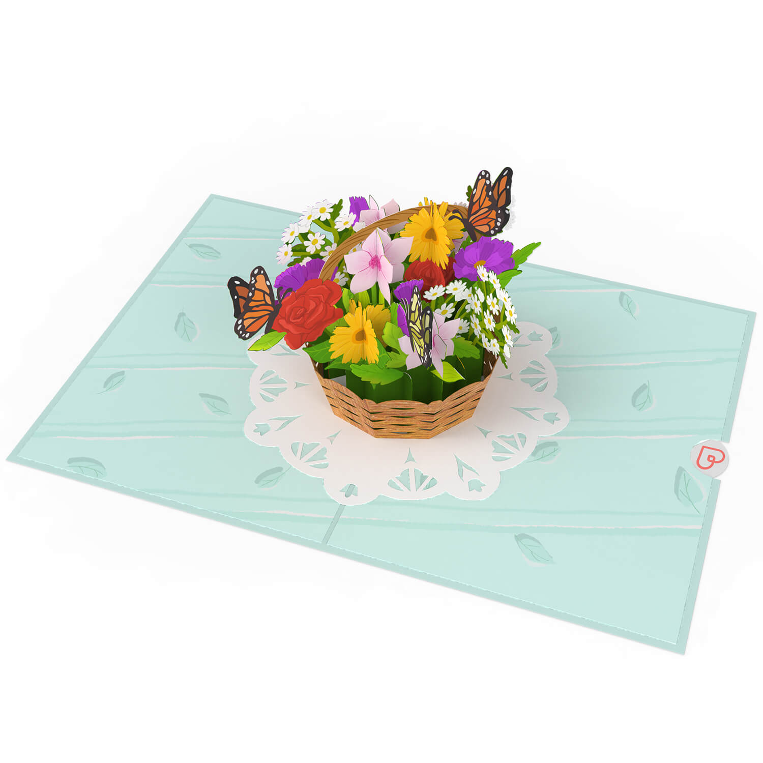 Biglietto Biglietto pop-up di fiori con farfalle