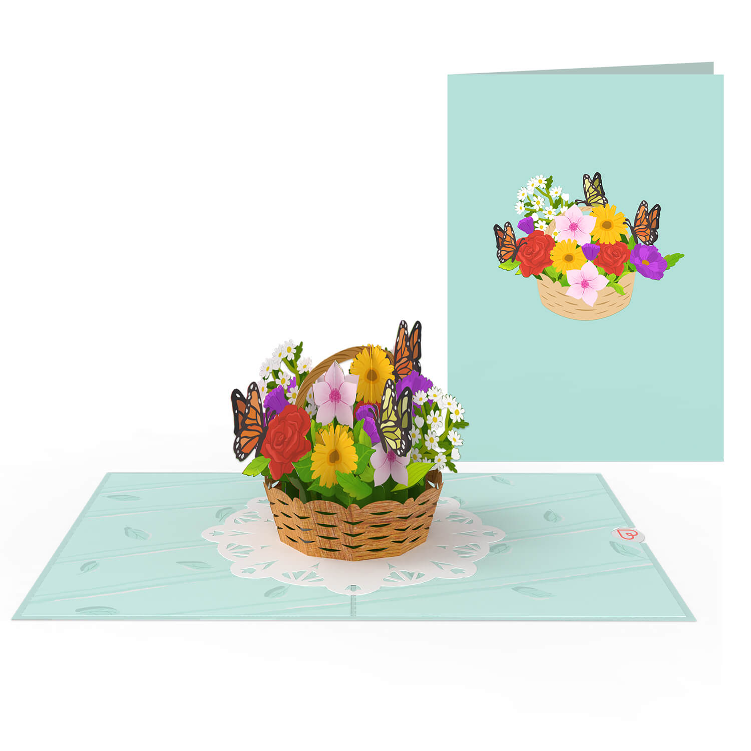 Biglietto Biglietto pop-up di fiori con farfalle