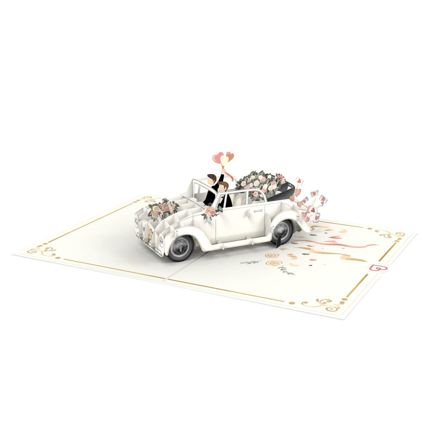 Auto per matrimoni con Biglietto pop-up per coppia gay