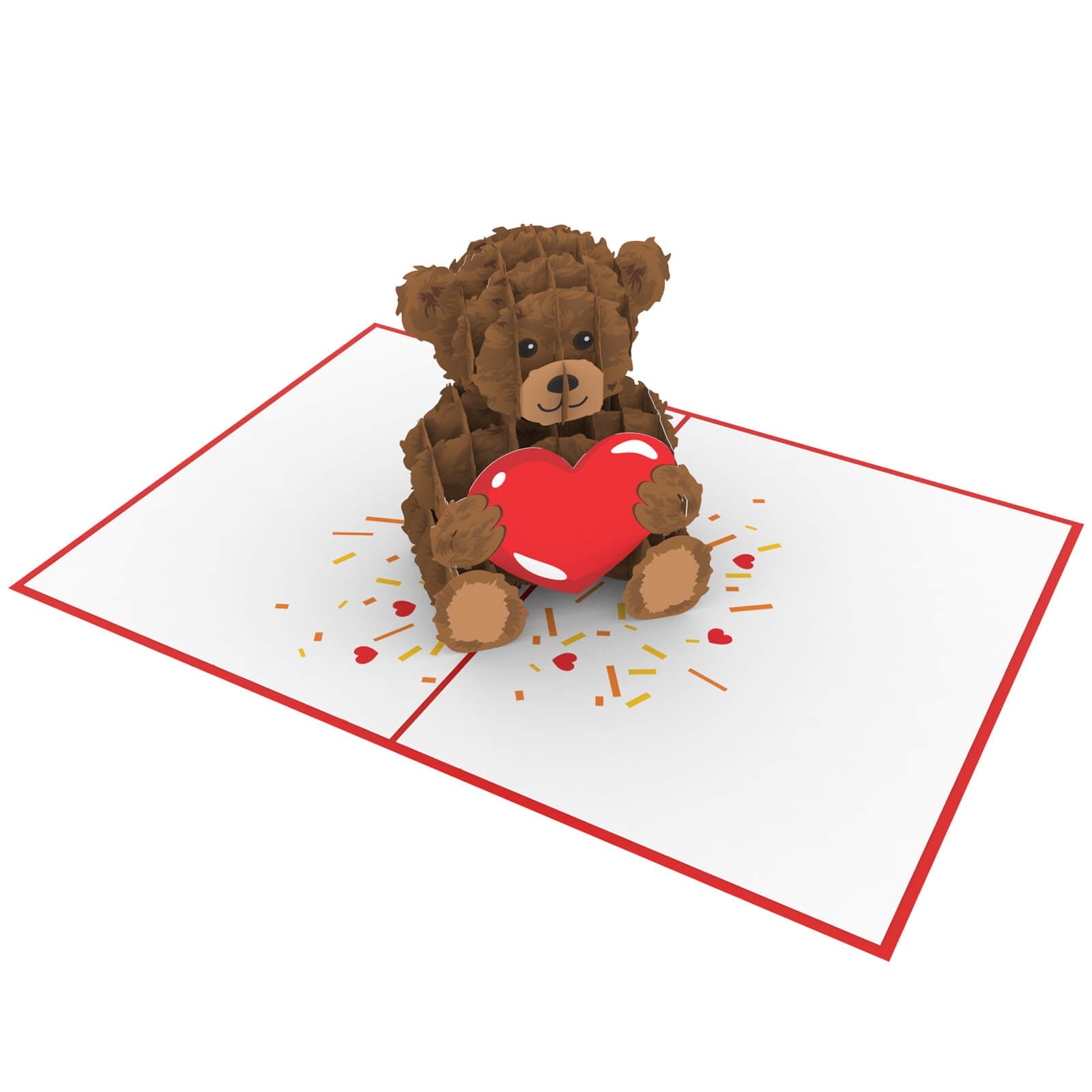 Biglietto pop-up con orsetto di peluche e cuore
