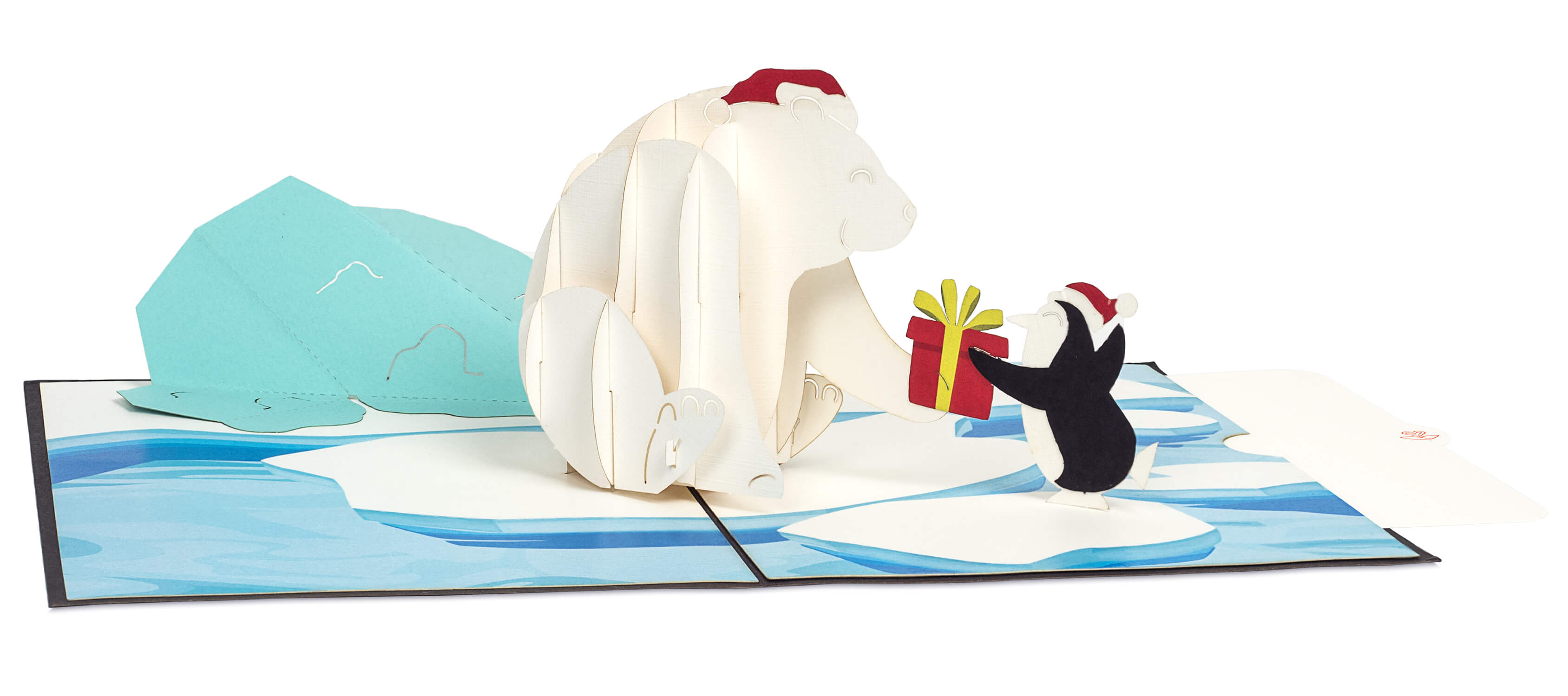 Biglietto pop-up con orso polare e pinguino