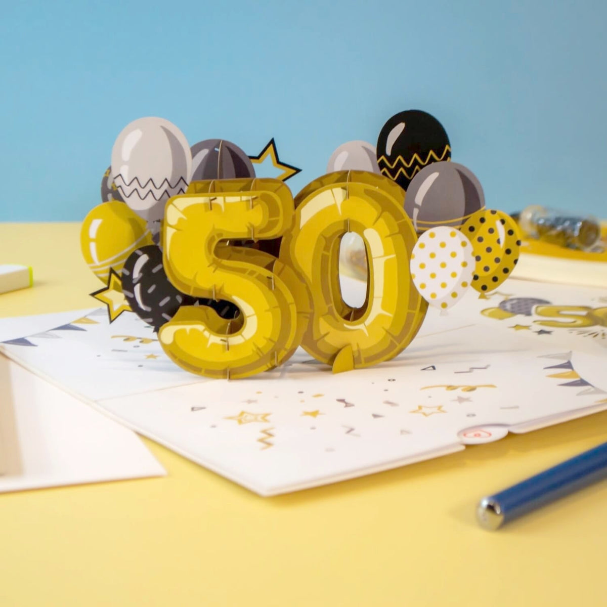 Biglietto Pop-Up 50° Compleanno Per Donna Cardology – Floreale Con Spazio Per Messaggio - 4