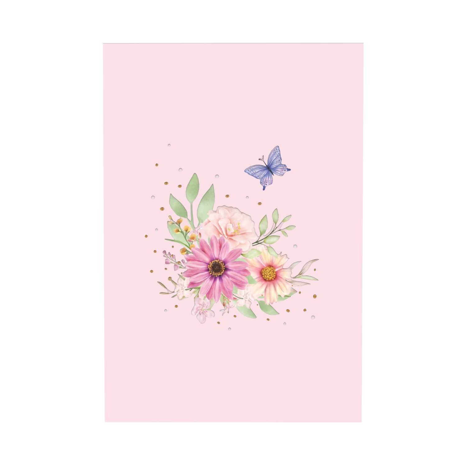 Biglietto pop-up fiore con farfalla