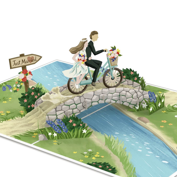 Sposi sulla Biglietto pop-up della bicicletta