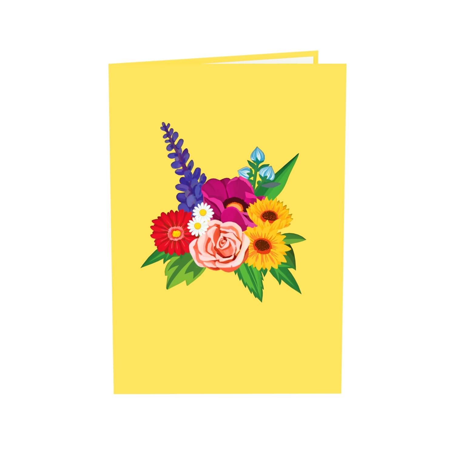Biglietto pop-up cesto di fiori colorato
