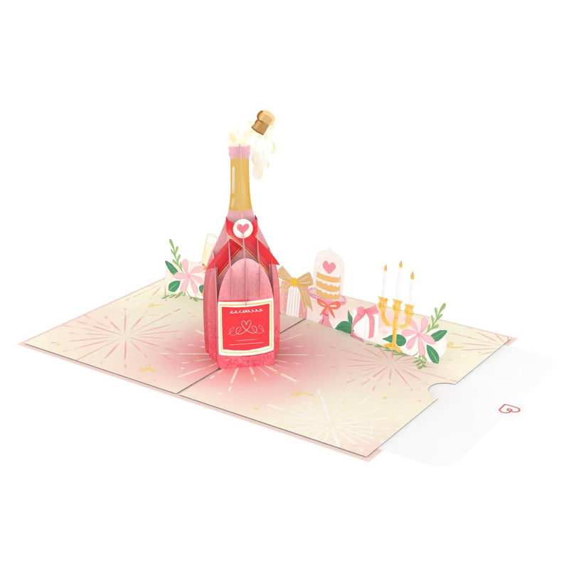 Biglietto pop-up bottiglia di champagne