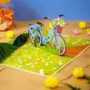 Biglietto pop-up Bicicletta con fiori