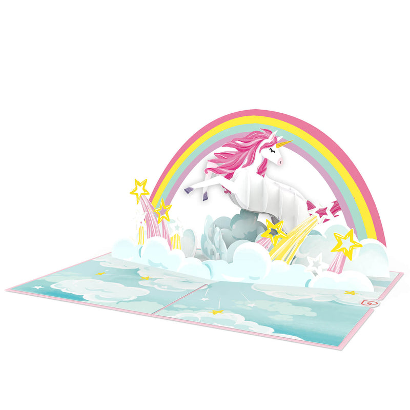 Unicorno con Biglietto pop-up arcobaleno