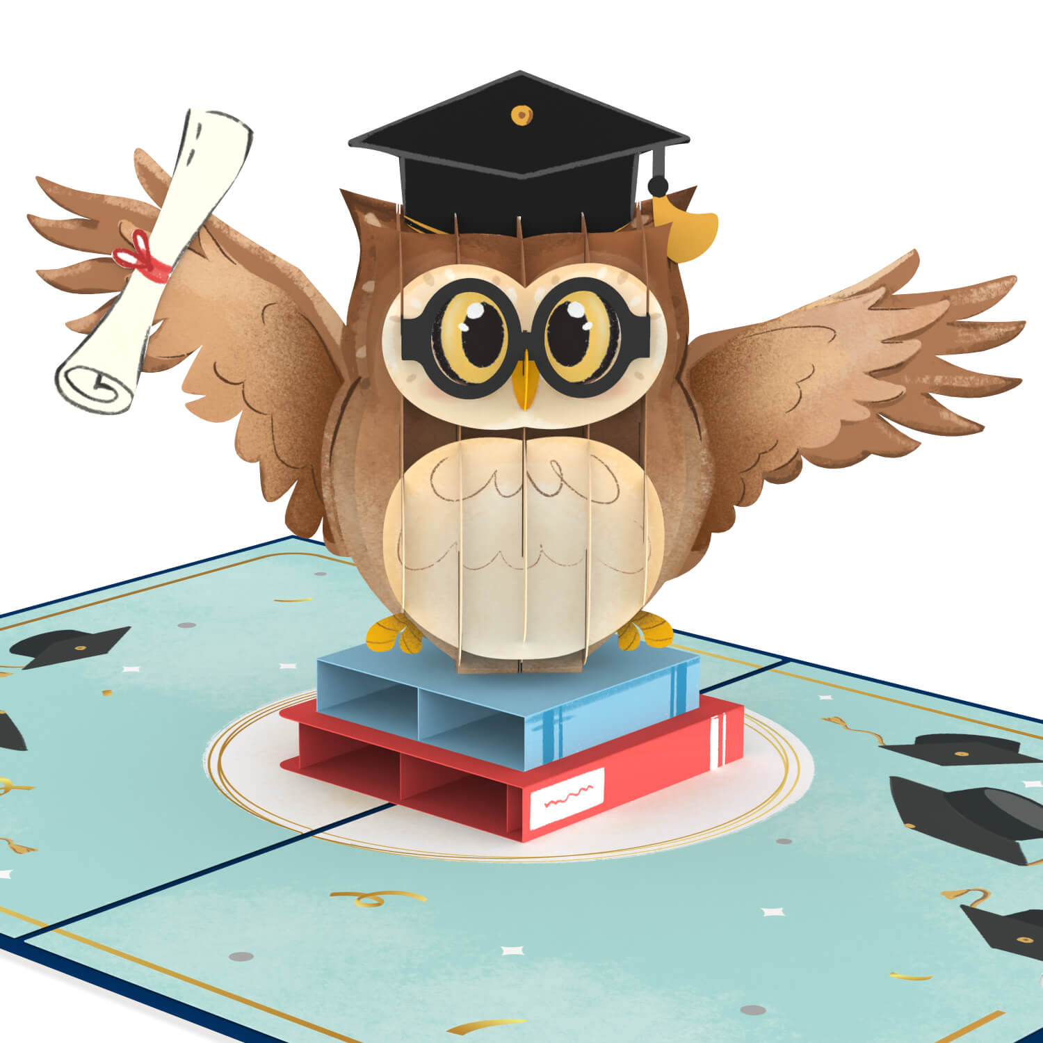 Gufo con Biglietto pop-up mortarboard