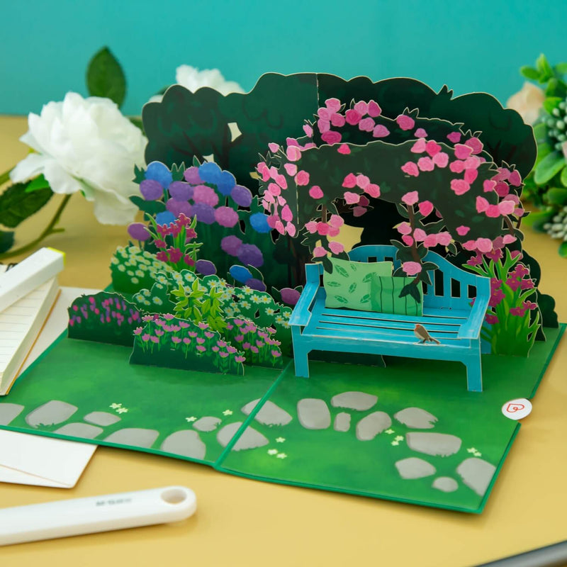 Biglietto pop-up Giardino con fiori