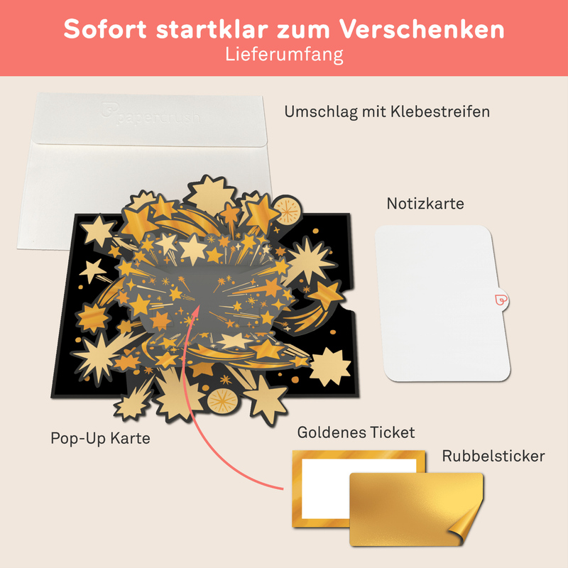Goldenes Ticket Pop-Up Karte