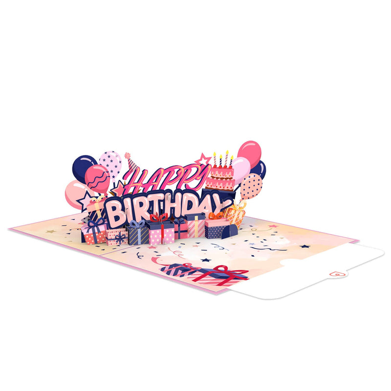 Biglietto pop-up Happy Birthday (rosa).