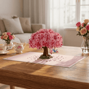 Biglietto pop-up con albero a forma di cuore e tortore