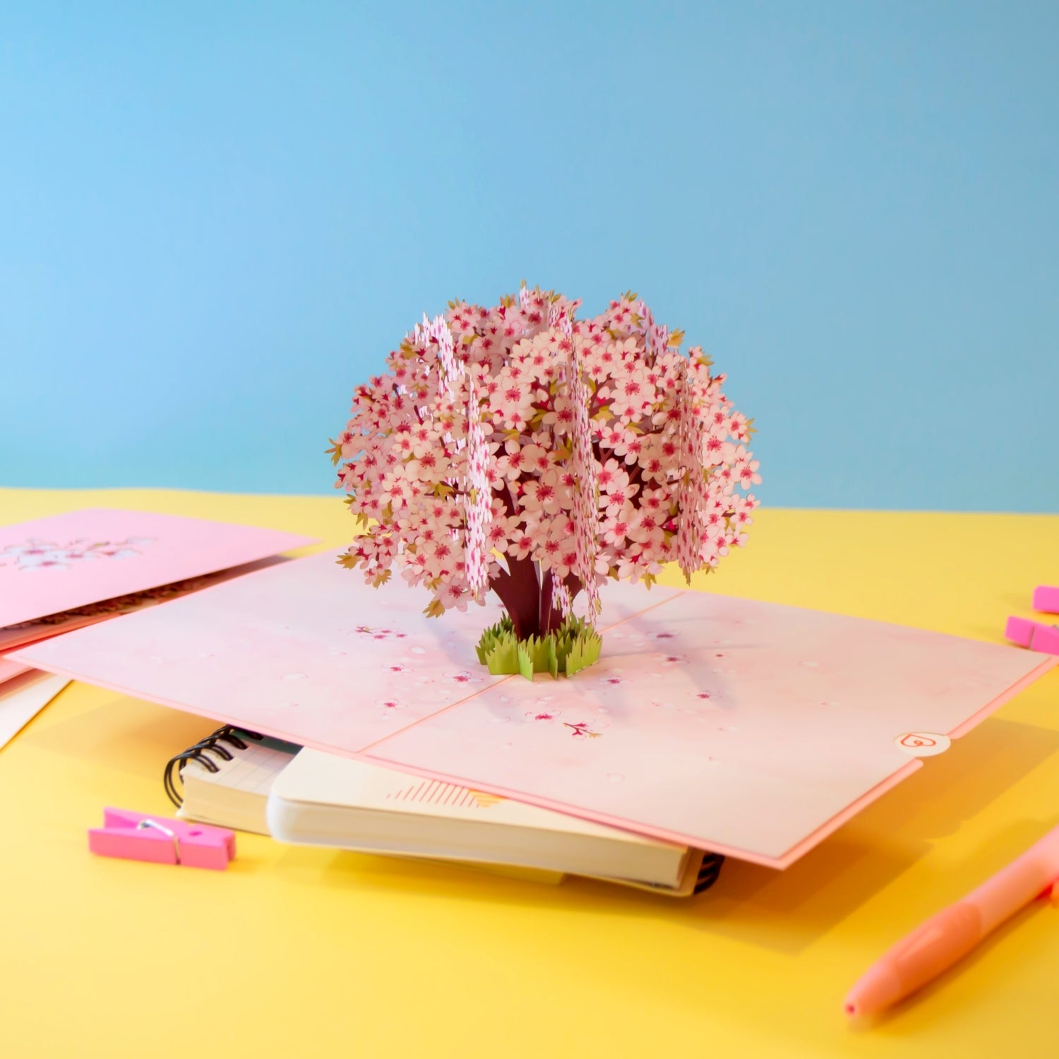 Biglietto pop-up con fiori di ciliegio