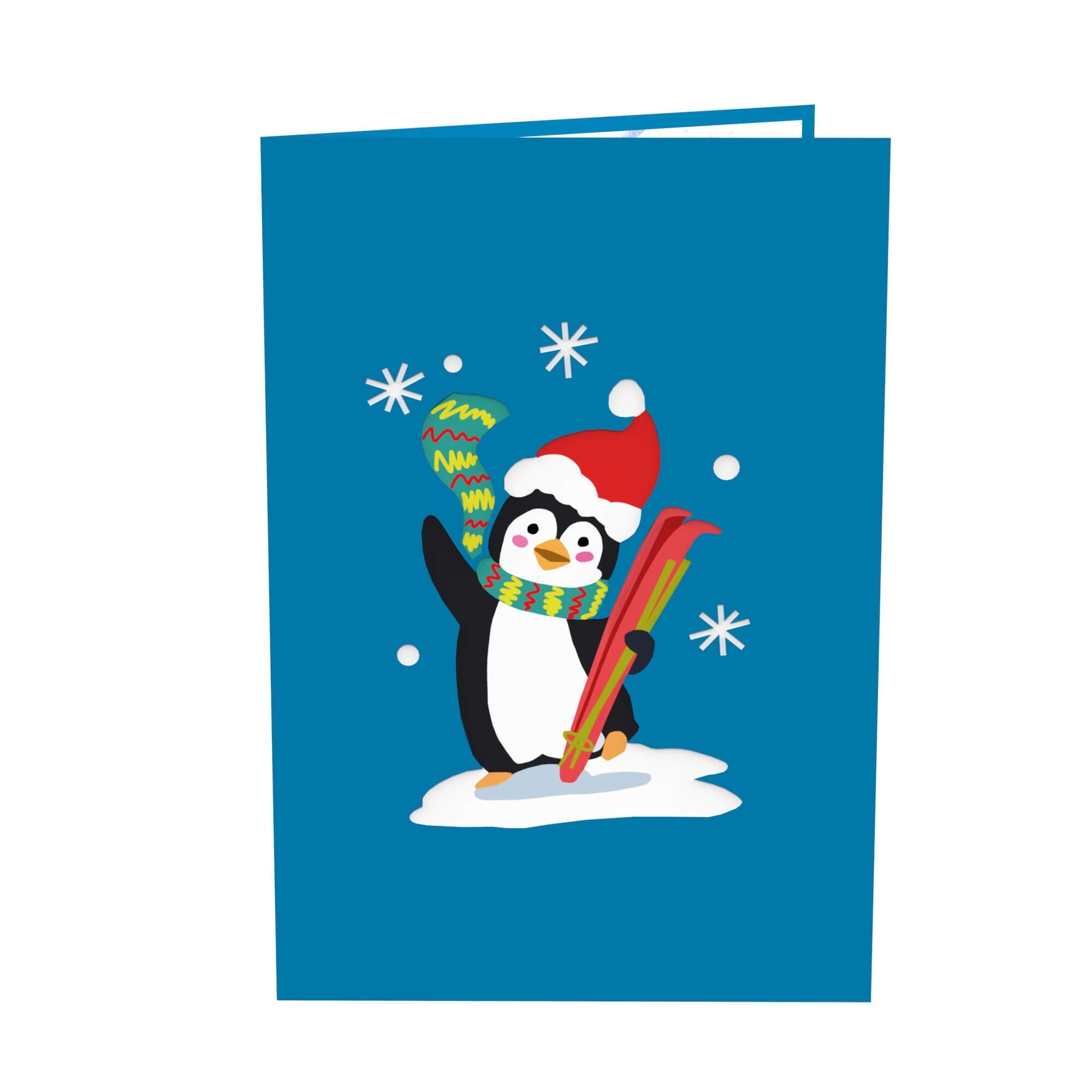 Biglietto pop-up Pinguino sugli sci
