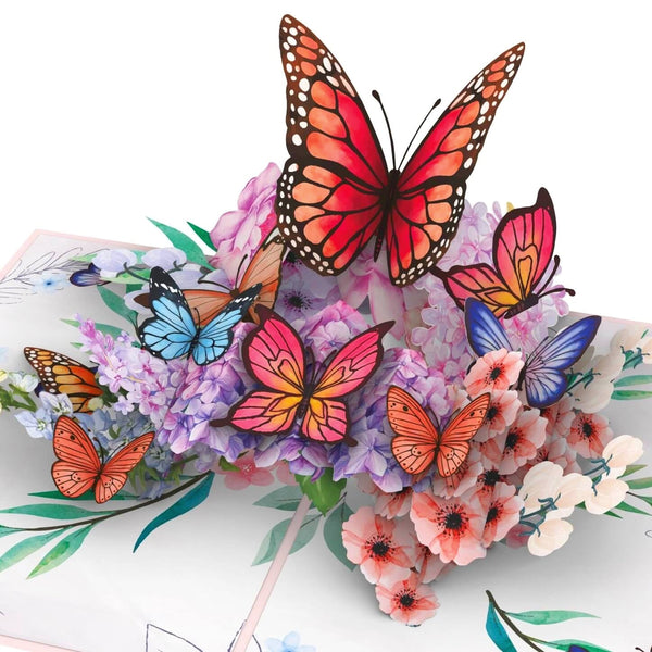 Biglietto Biglietto pop-up farfalle su fiori