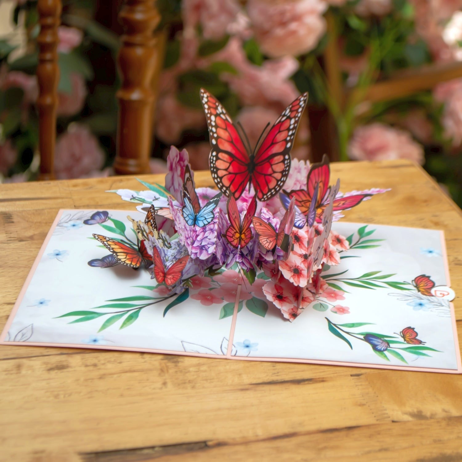 Biglietto Biglietto pop-up farfalle su fiori