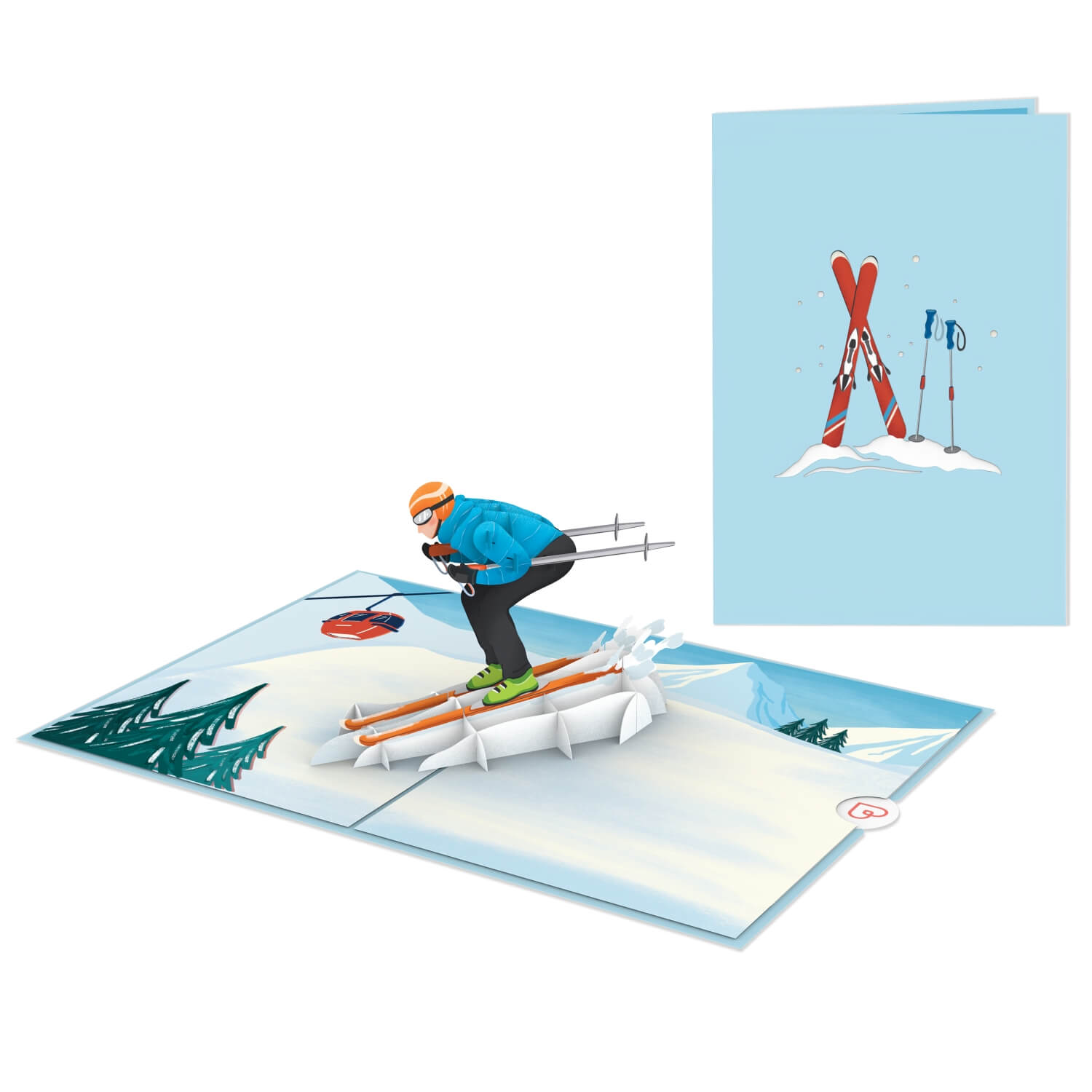 Biglietto Biglietto pop-up lo sciatore