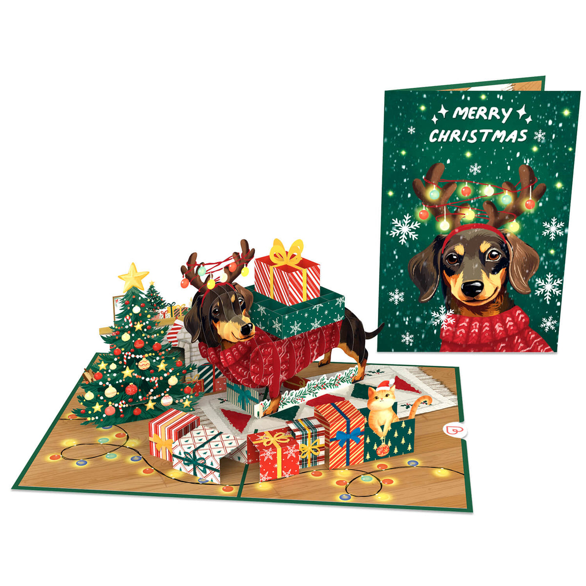 Weihnachtsdackel Pop-Up Karte