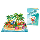 Biglietto pop-up Babbo Natale sulla spiaggia