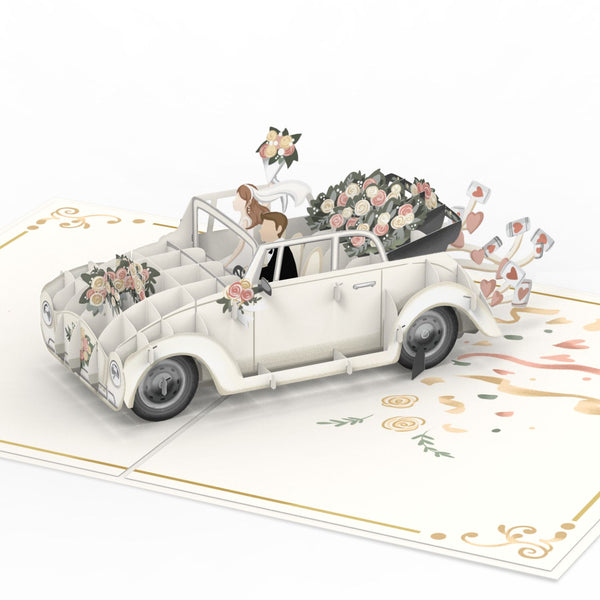Biglietto pop-up l'auto del matrimonio