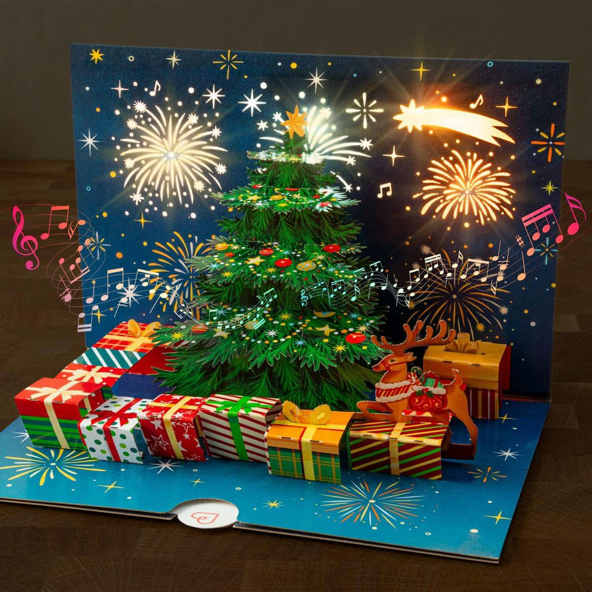3er Set Pop-Up Weihnachtskarten mit Musik & Licht