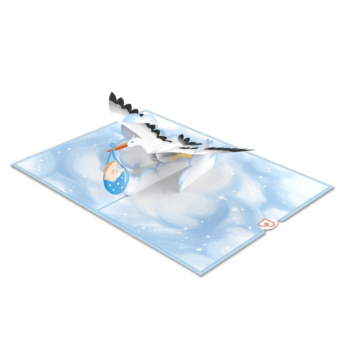 Biglietto Auguri Per Neonata 'Welcome To The World' – Cicogna E Palloncini, Eco-friendly