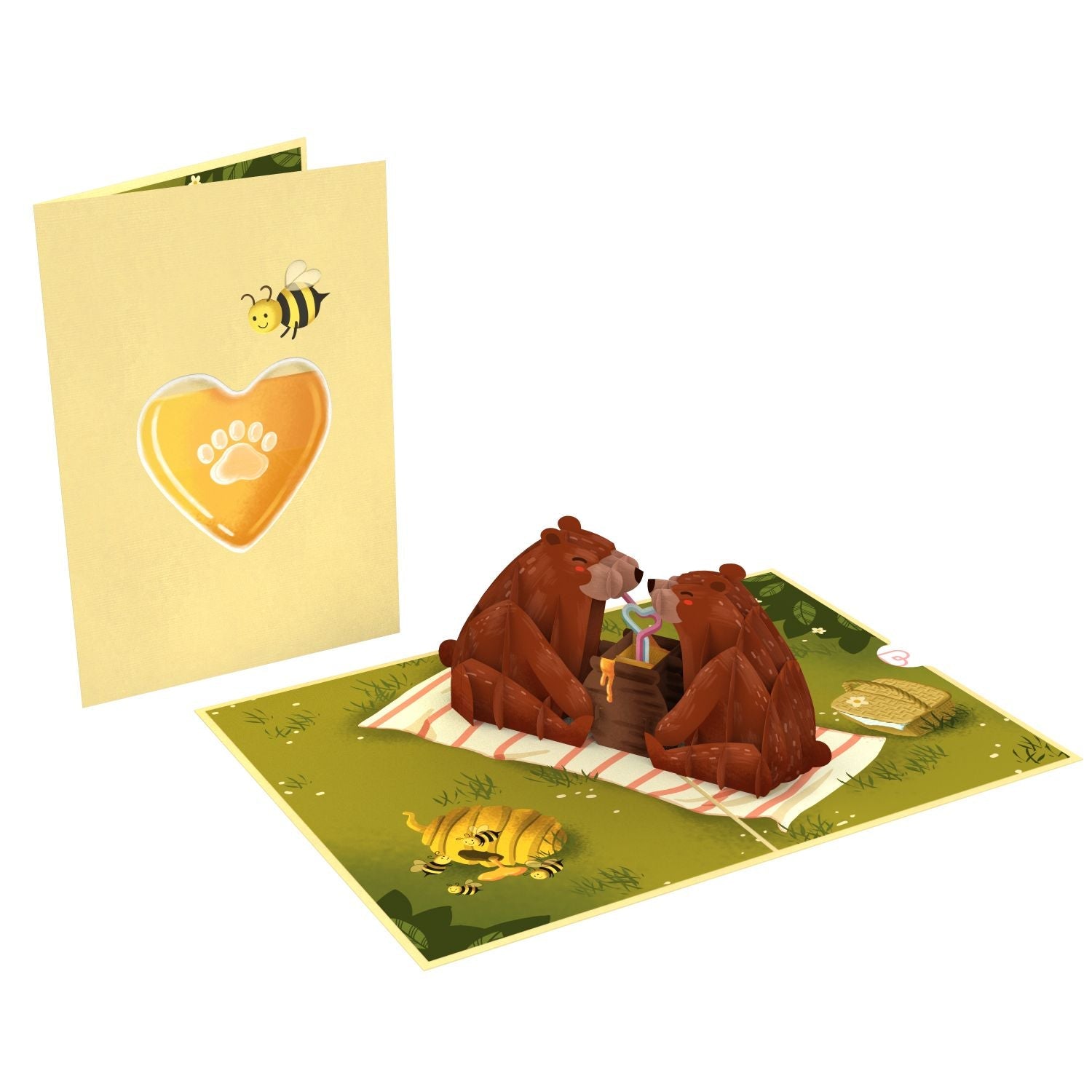 Biglietto Biglietto pop-up picnic con l'orso