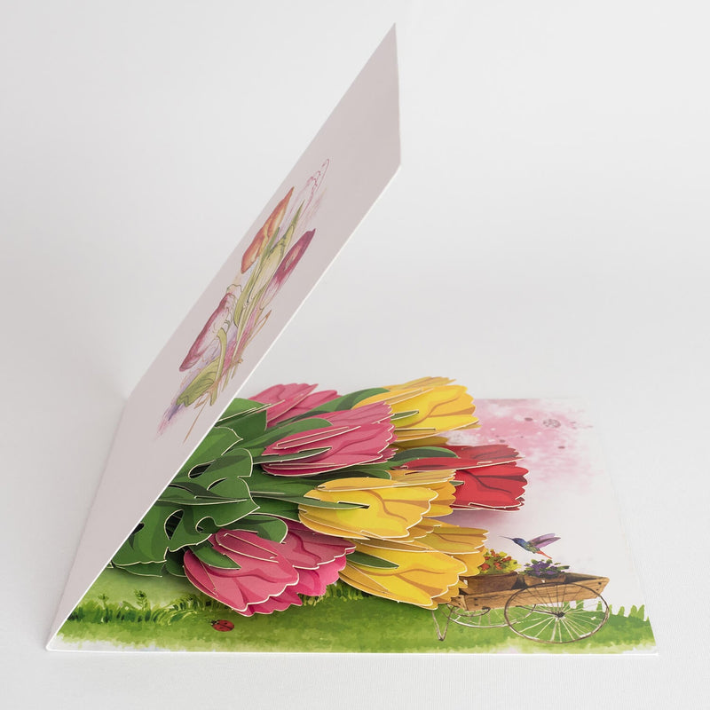 Biglietto pop-up tulipani colorati