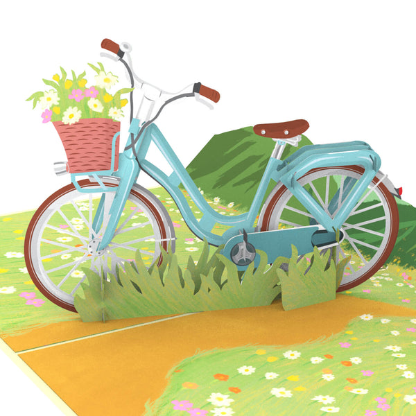 Biglietto pop-up Bicicletta con fiori
