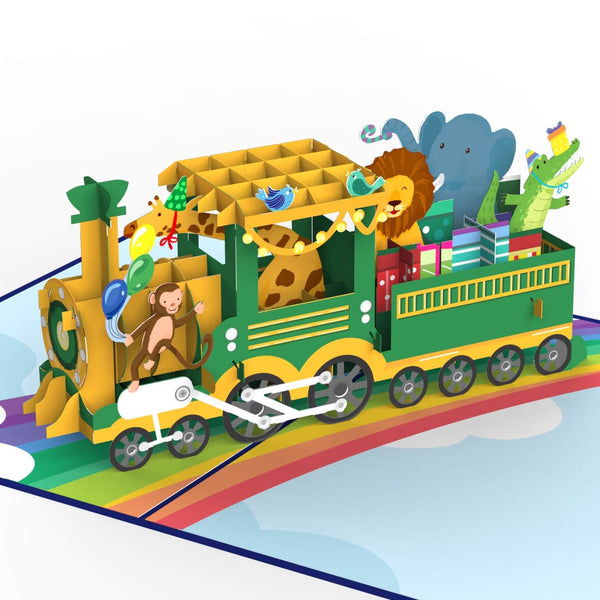 Biglietto pop-up per il treno di compleanno