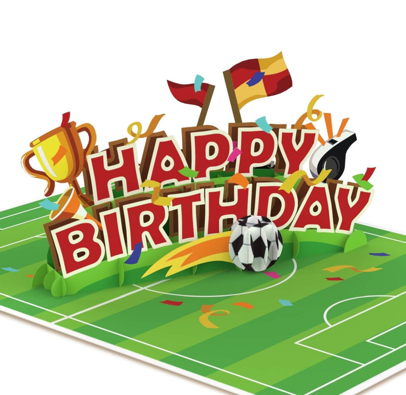 Biglietto Biglietto pop-up di buon compleanno con il calcio