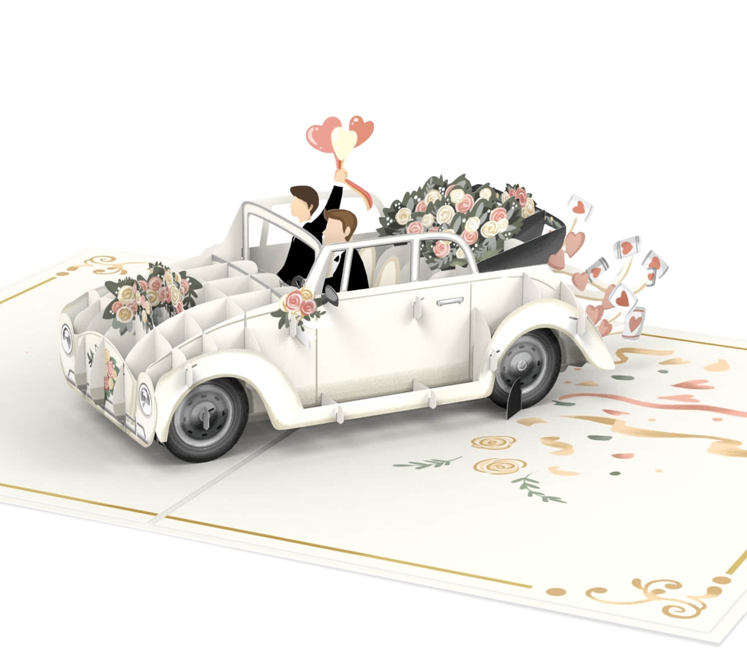 Auto per matrimoni con Biglietto pop-up per coppia gay