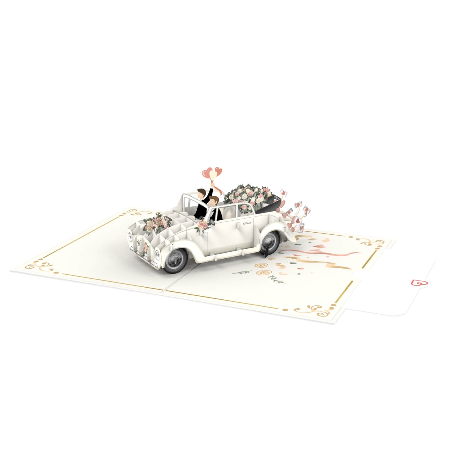 Auto per matrimoni con Biglietto pop-up per coppia gay