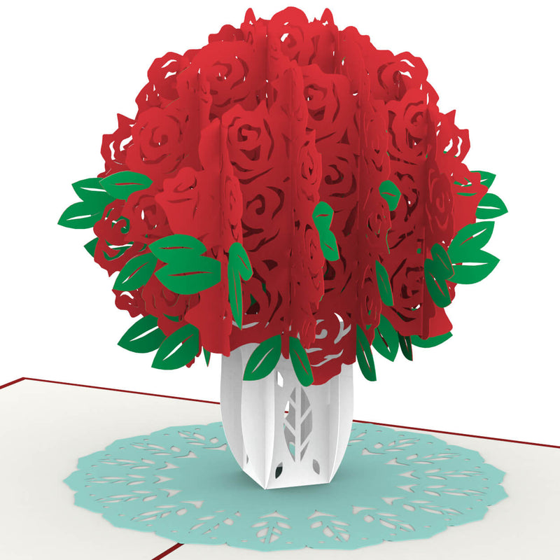Biglietto pop-up con bouquet di rose