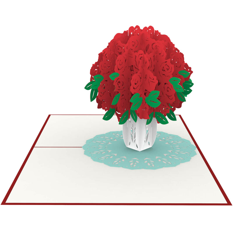 Biglietto pop-up con bouquet di rose