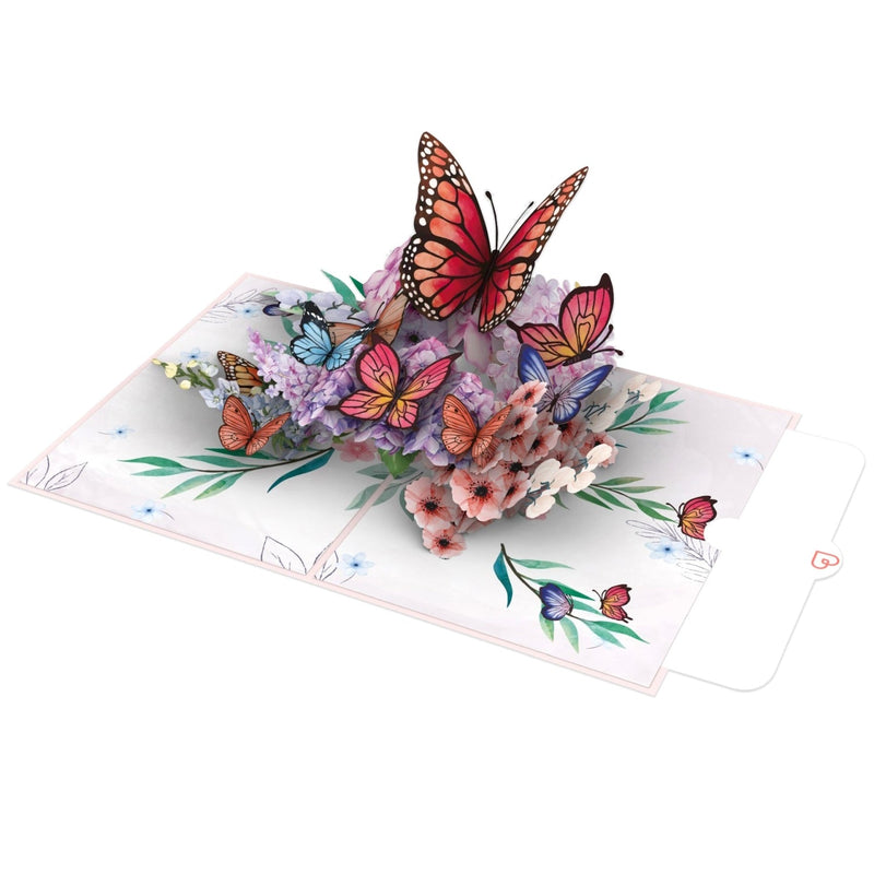 Biglietto Biglietto pop-up farfalle su fiori