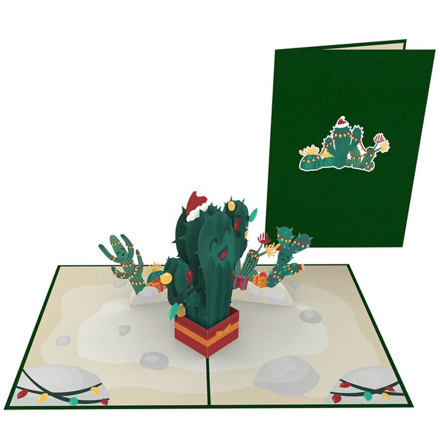 Biglietto pop-up cactus natalizio
