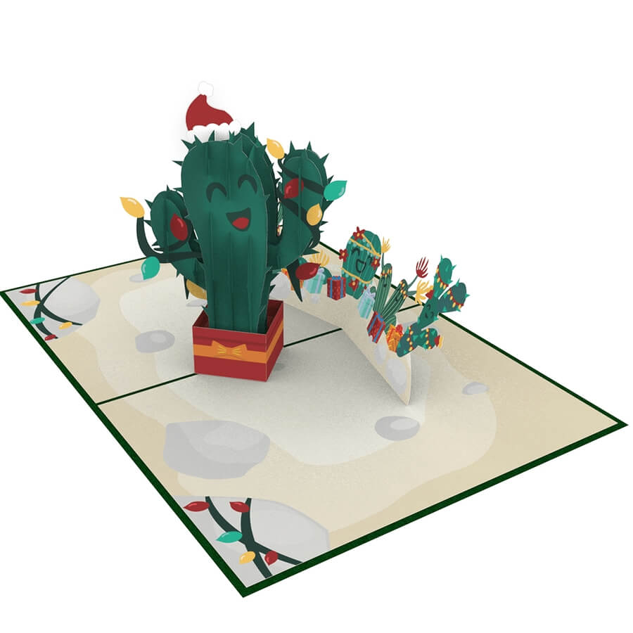 Biglietto pop-up cactus natalizio