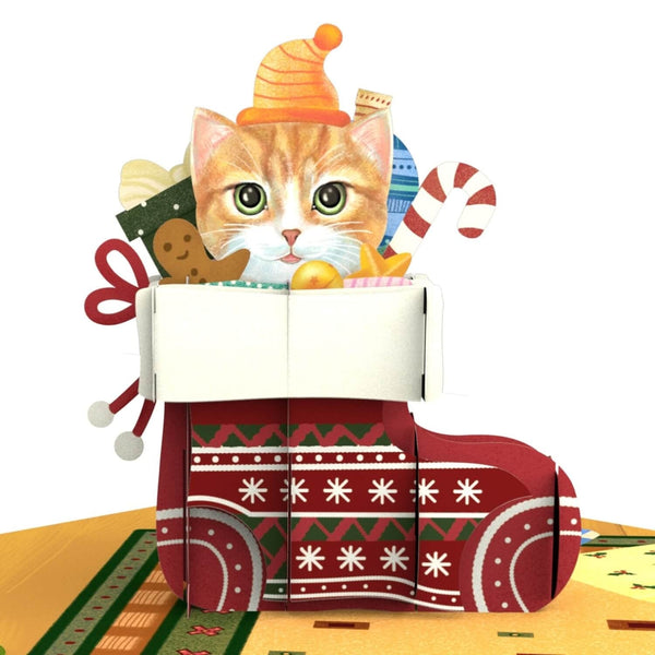Biglietto Biglietto pop-up natalizio con gatto