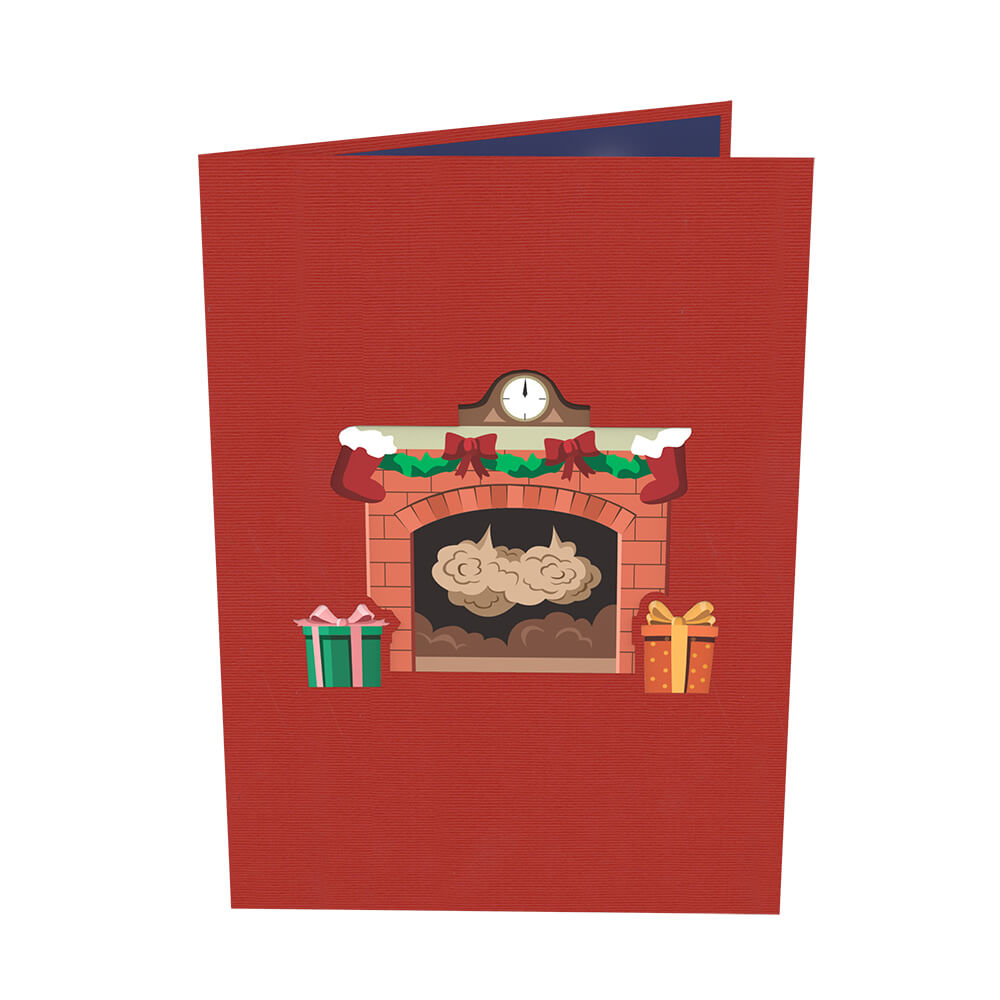 Biglietto pop-up Babbo Natale nel camino